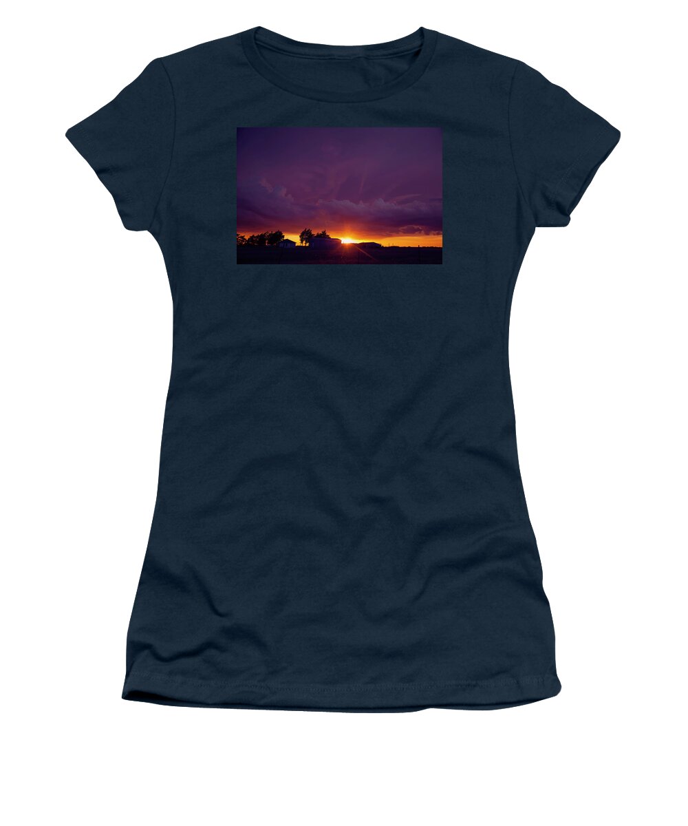 Sunset Women's T-Shirt featuring the photograph Purple Clouds by Toni Hopper