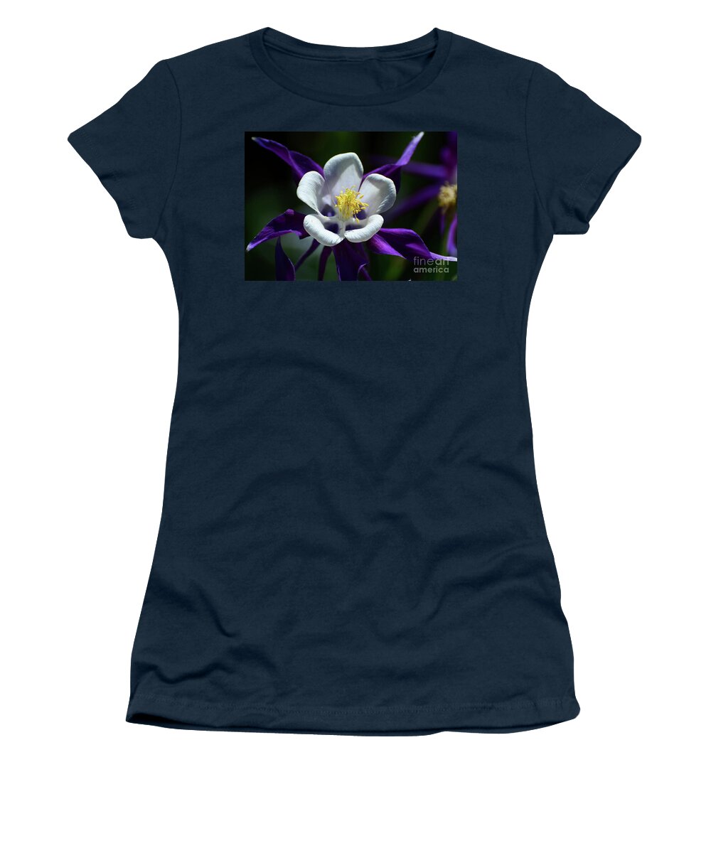 Flowers Women's T-Shirt featuring the photograph Purple Columbine by Cindy Manero