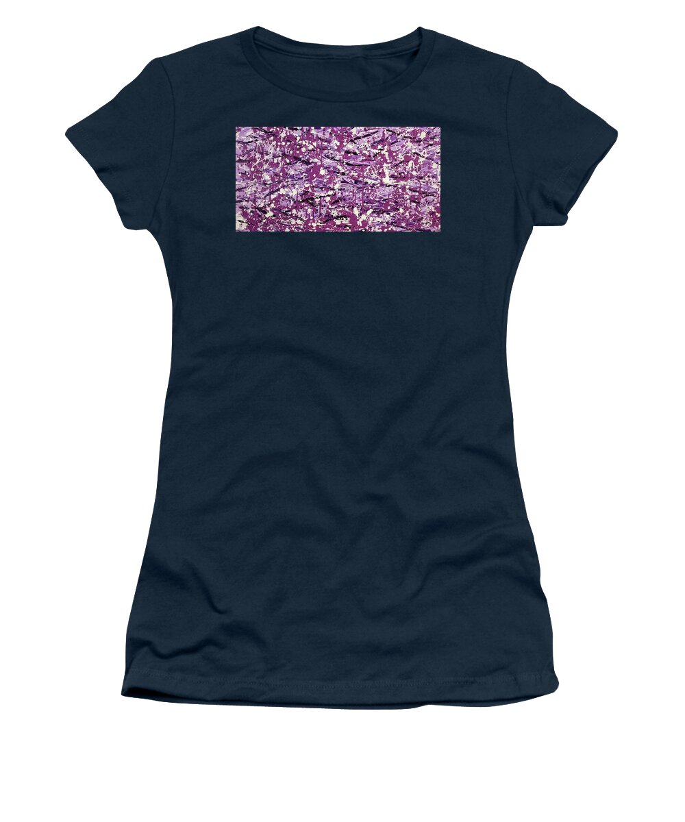 Jackson Pollack Women's T-Shirt featuring the painting Purple Splatter by Thomas Blood