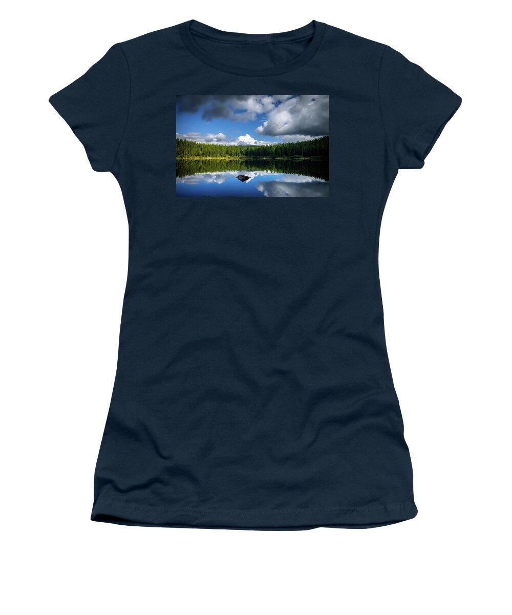 Mirror Women's T-Shirt featuring the photograph Qiet time at the lake by Thomas Nay