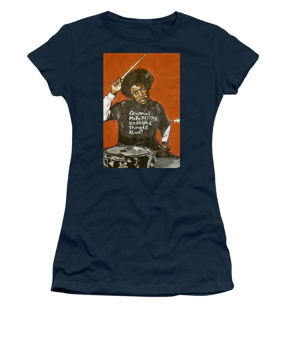 Questlove Women's T-Shirt featuring the painting Questlove by Rachel Natalie Rawlins