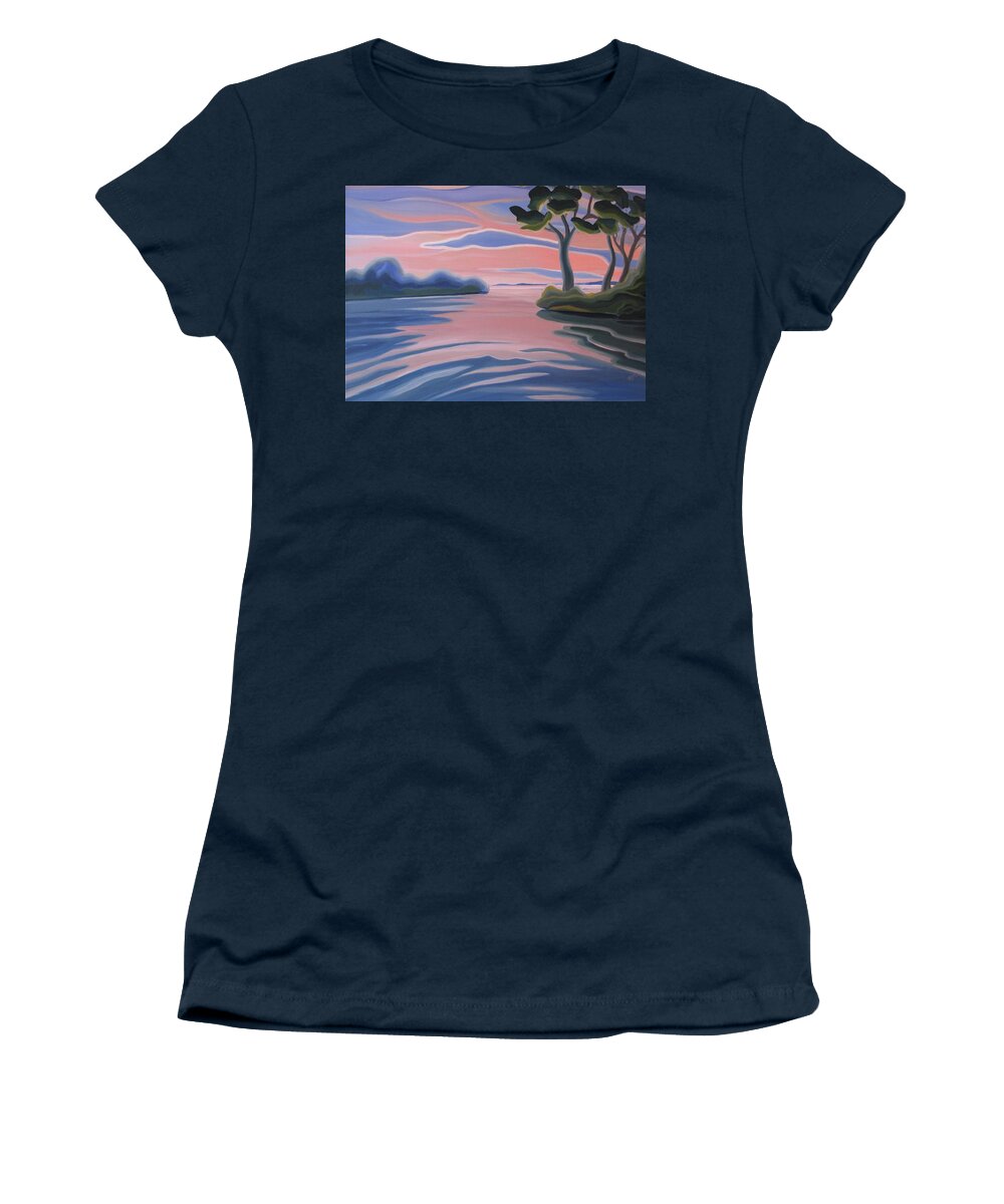 Group Of Seven Women's T-Shirt featuring the painting Quiet Evening by Barbel Smith