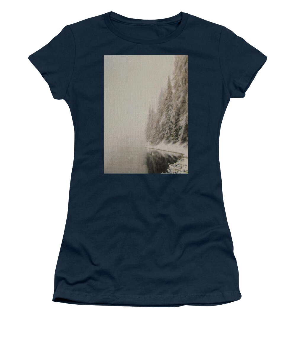 Pines Women's T-Shirt featuring the painting Quiet Pines by Cara Frafjord