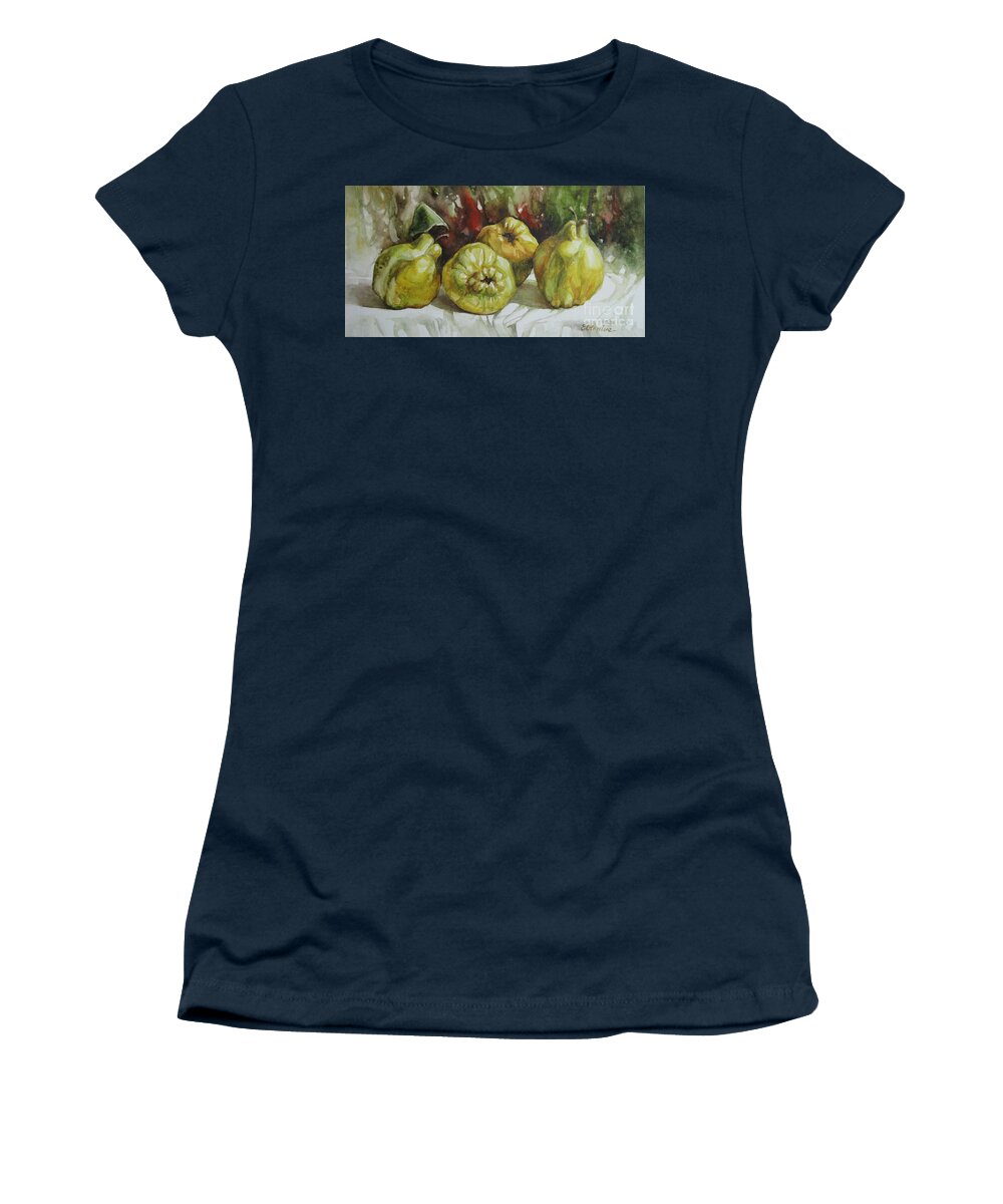 Quince Women's T-Shirt featuring the painting Quinces by Elena Oleniuc