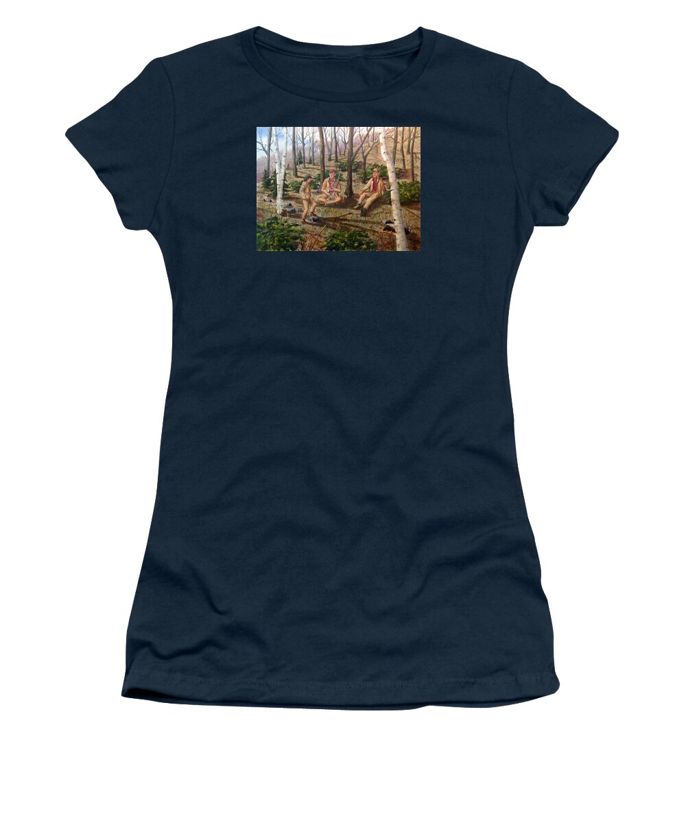 Rabbit Women's T-Shirt featuring the painting Rabbit Hunters by Joseph Burger