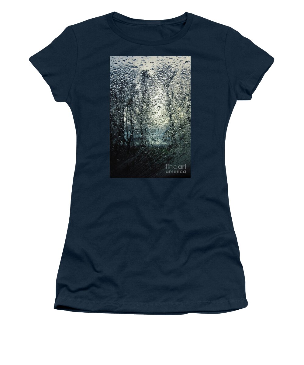 Art Women's T-Shirt featuring the photograph Rain - Water droplets on the window by Dimitar Hristov