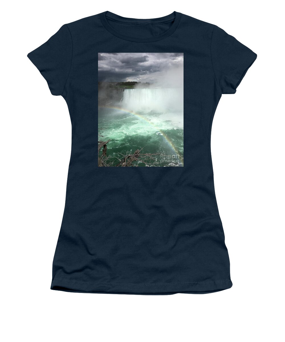 Niagara Falls Art Women's T-Shirt featuring the photograph Rainbow Over Niagara Falls by Mary Sullivan