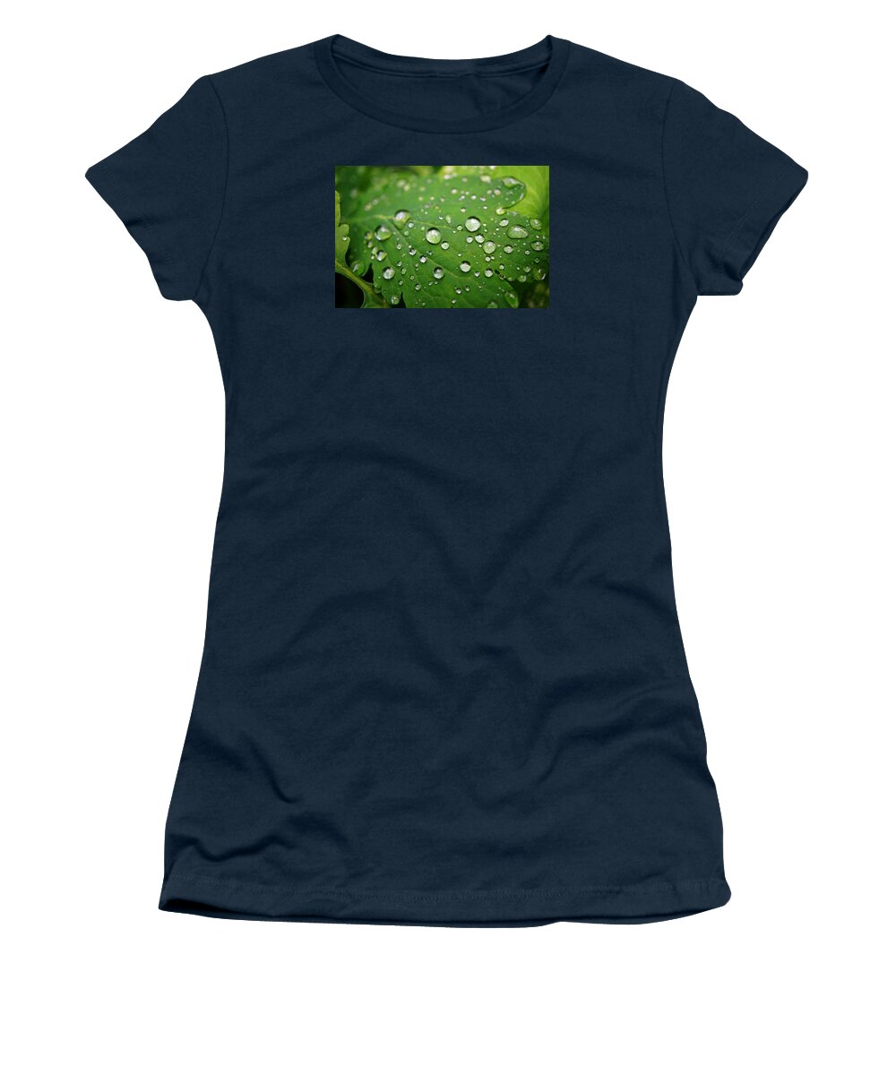 Organic Art Women's T-Shirt featuring the photograph Raindrops by Lilia S