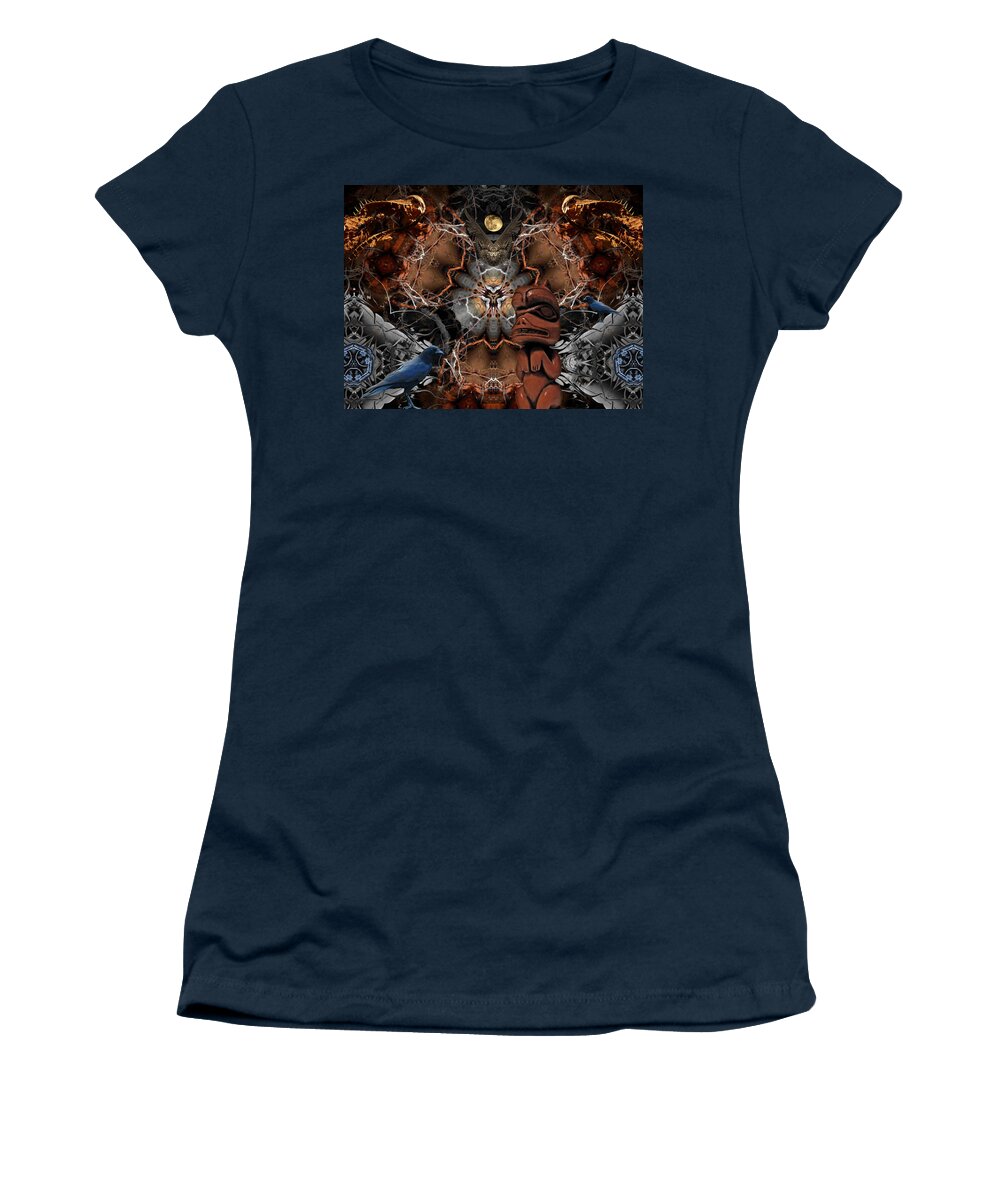  Women's T-Shirt featuring the digital art Raven Moon 251117 by Glen Faxon