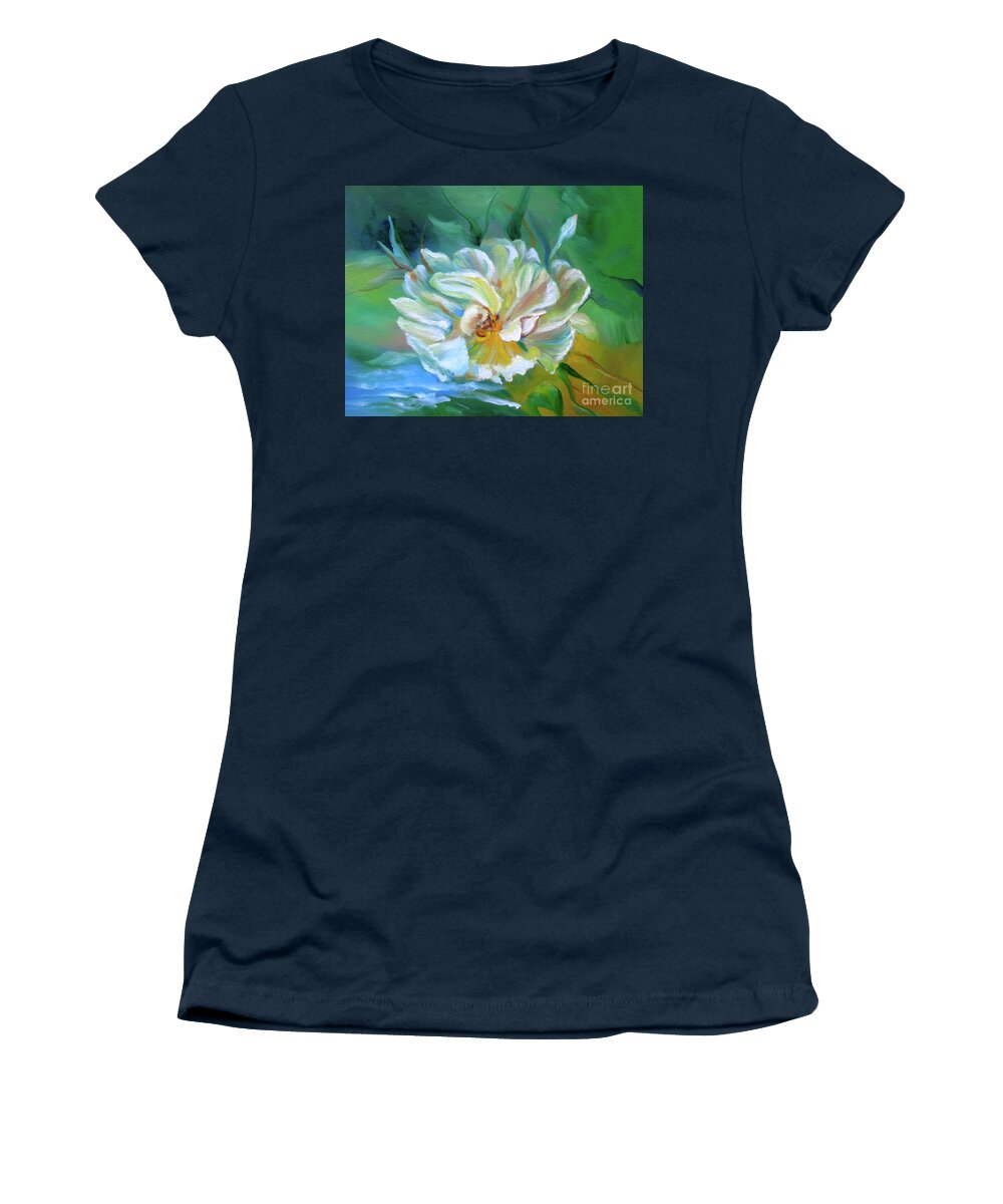 White Flower Women's T-Shirt featuring the painting Ravishing by Jenny Lee
