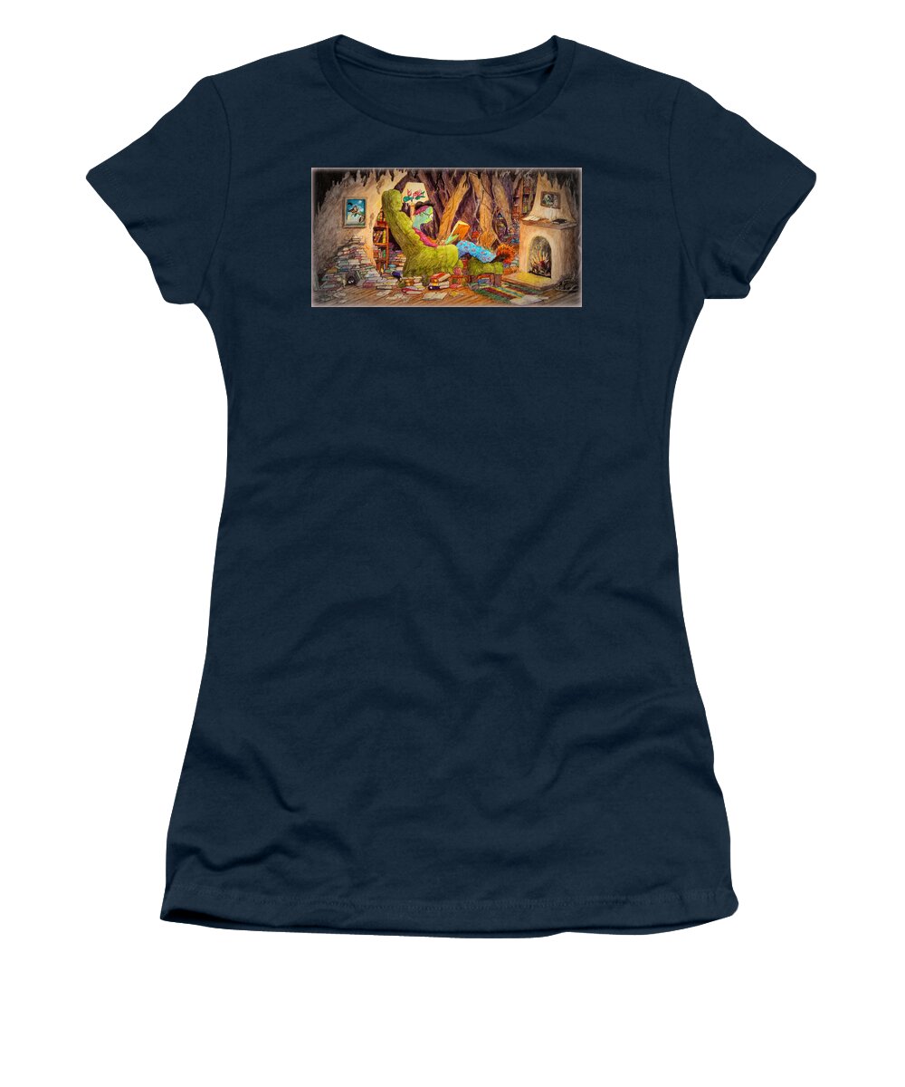 Reading Women's T-Shirt featuring the painting Reading is Magic pg 1 by Matt Konar