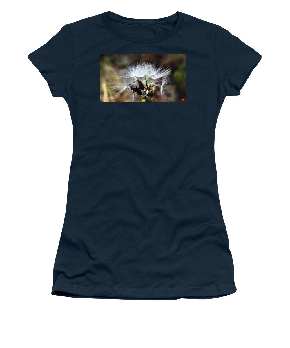 Puff Ball Women's T-Shirt featuring the mixed media Ready to Fly... Salsify Seeds by Shelli Fitzpatrick