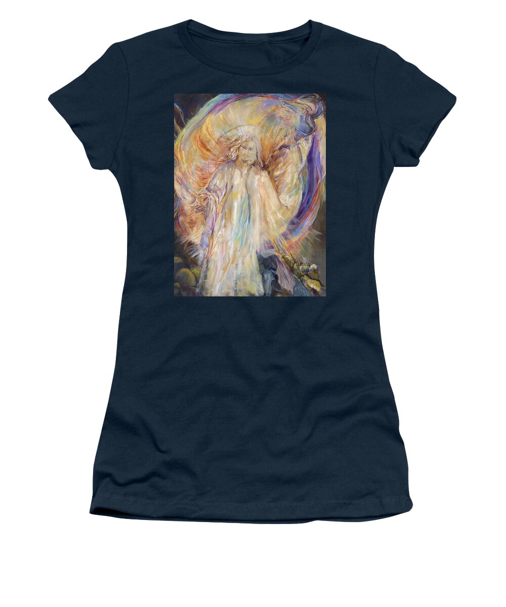 Jesus Women's T-Shirt featuring the painting Reclamation, Death is Beaten by M Theresa Leake