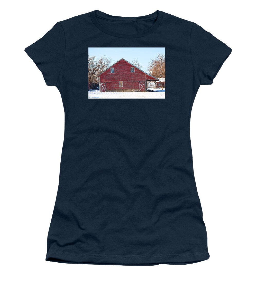 Barn Women's T-Shirt featuring the photograph Red Barn by Dart Humeston