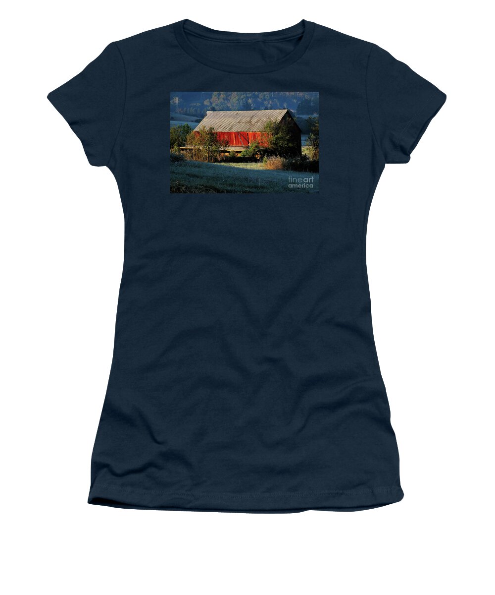 Red Women's T-Shirt featuring the photograph Red Barn by Douglas Stucky
