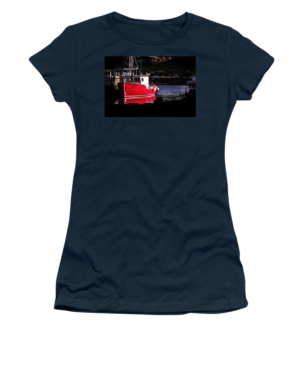 Peggy's Cove Women's T-Shirt featuring the photograph Red Boat at Peggy's Cove by Patrick Boening