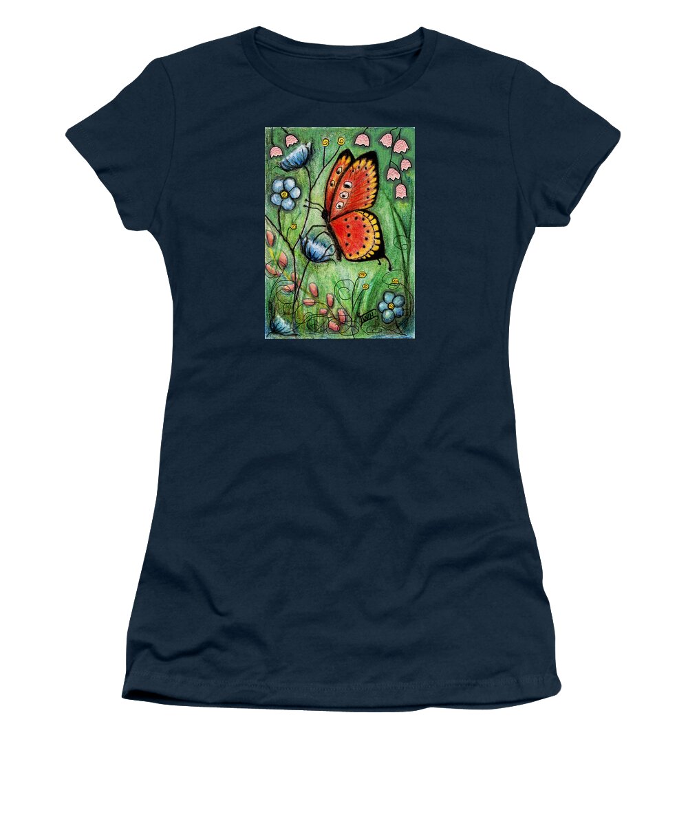 Butterflies Women's T-Shirt featuring the mixed media Red Butterfly by Terry Webb Harshman