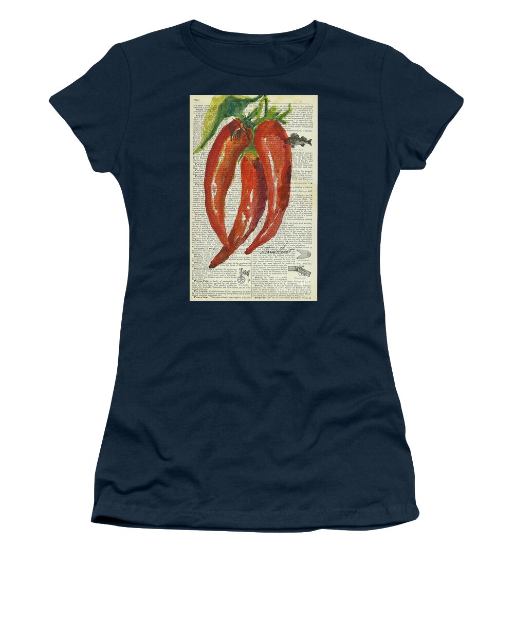 Chilies Women's T-Shirt featuring the painting Red Chili Peppers by Maria Hunt