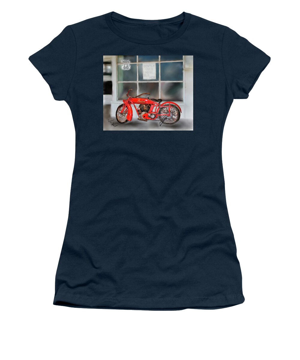 Motorcycles Women's T-Shirt featuring the painting Red Hot Tail Gunner by Colleen Taylor