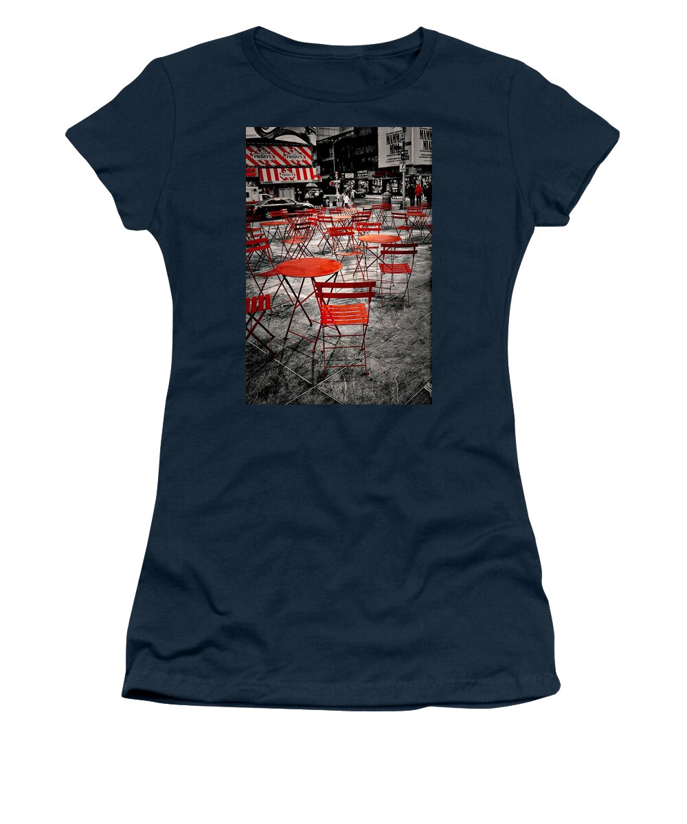 New York City Women's T-Shirt featuring the photograph Red In My World - New York City by Angie Tirado