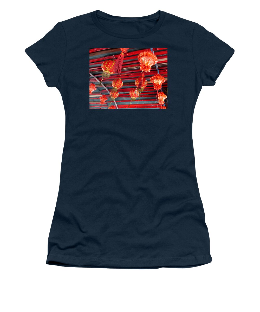 Red Lanterns Women's T-Shirt featuring the photograph Red Lanterns 2 by Randall Weidner