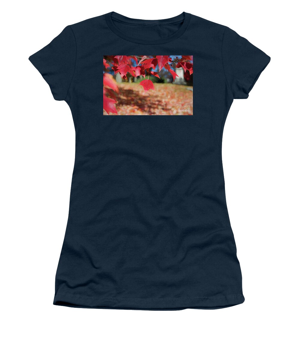 Leaf Women's T-Shirt featuring the digital art Red Leaves by Ed Taylor