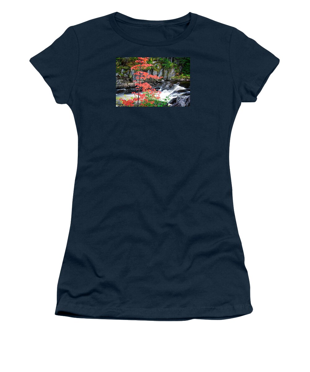 Gulf Hagas Rim Trail Maine Women's T-Shirt featuring the photograph Red Maple Gulf Hagas Me. by Michael Hubley