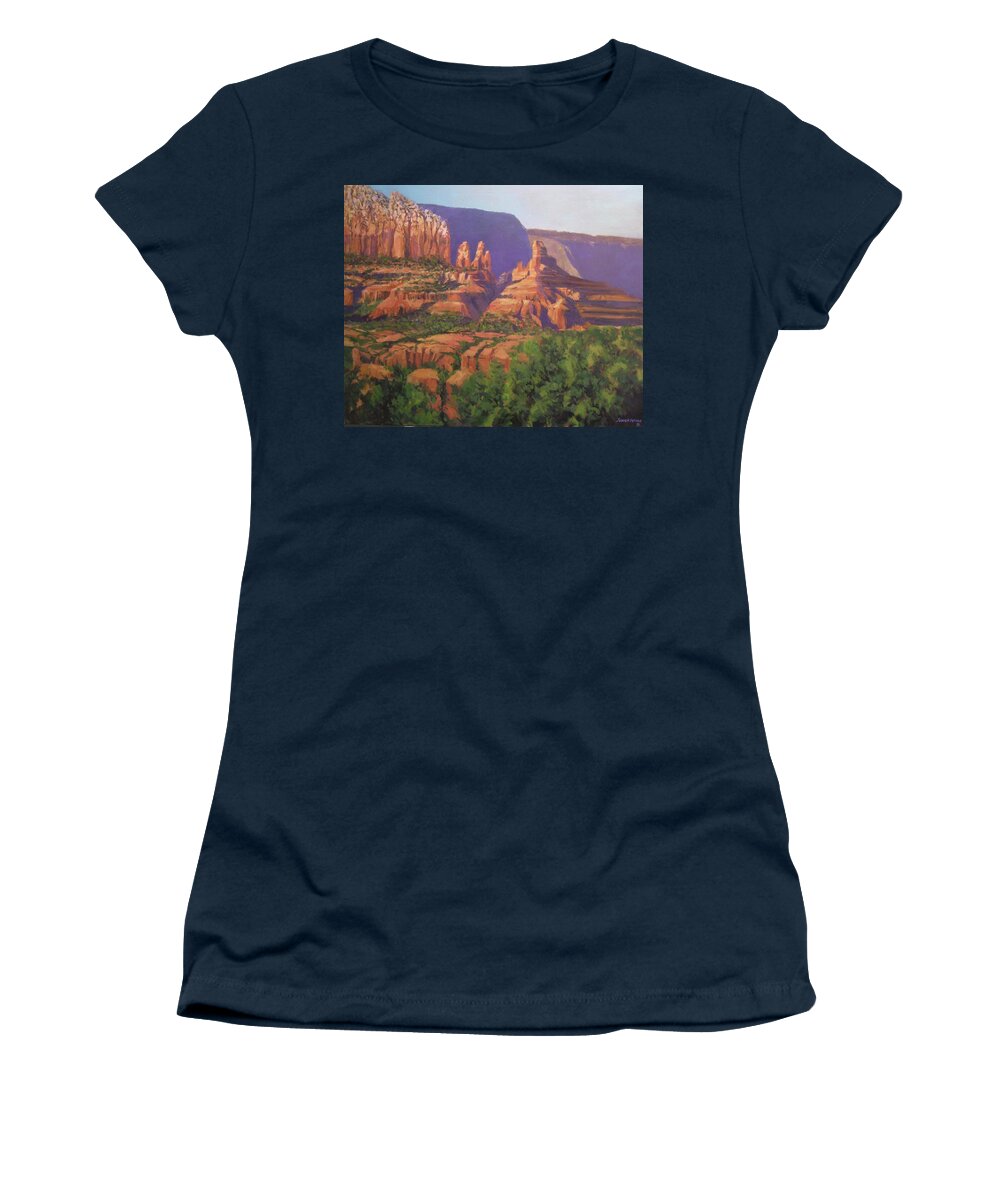  Women's T-Shirt featuring the painting Red Rocks Sedona by Jessica Anne Thomas