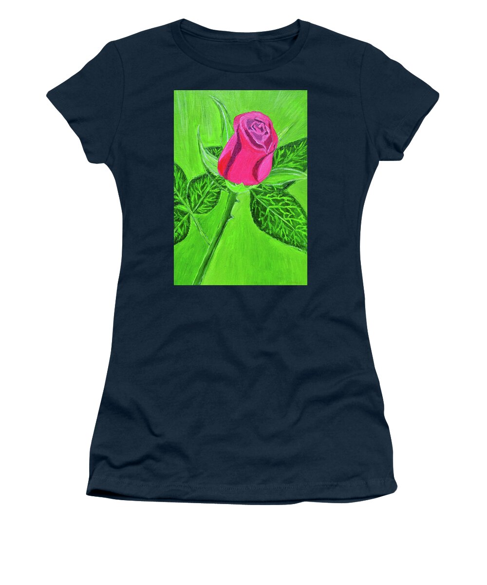Red Women's T-Shirt featuring the painting Red Rose by Magdalena Frohnsdorff