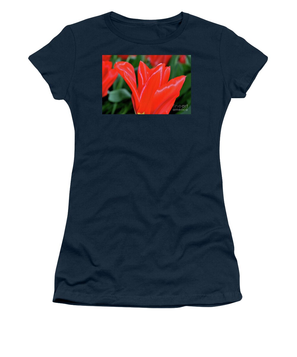 Flowers Women's T-Shirt featuring the photograph Red Satin by Sheila Ping