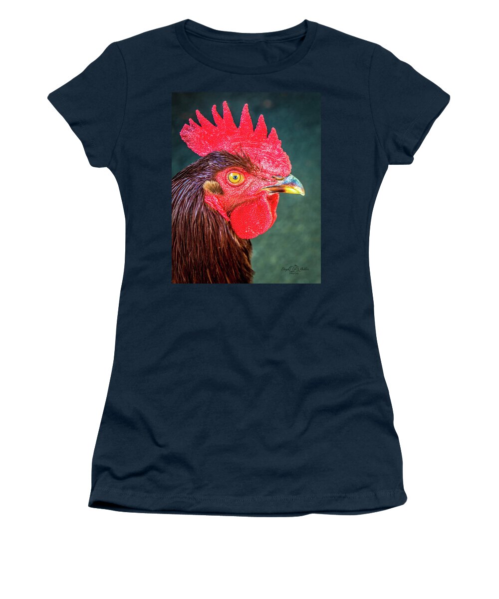 Rooster Women's T-Shirt featuring the photograph Red by Steph Gabler