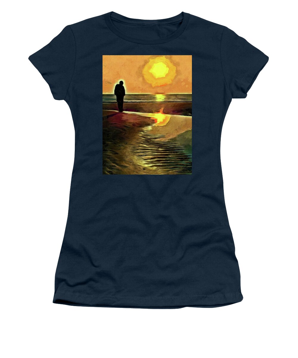 Person Women's T-Shirt featuring the mixed media Reflecting On The Day by Trish Tritz