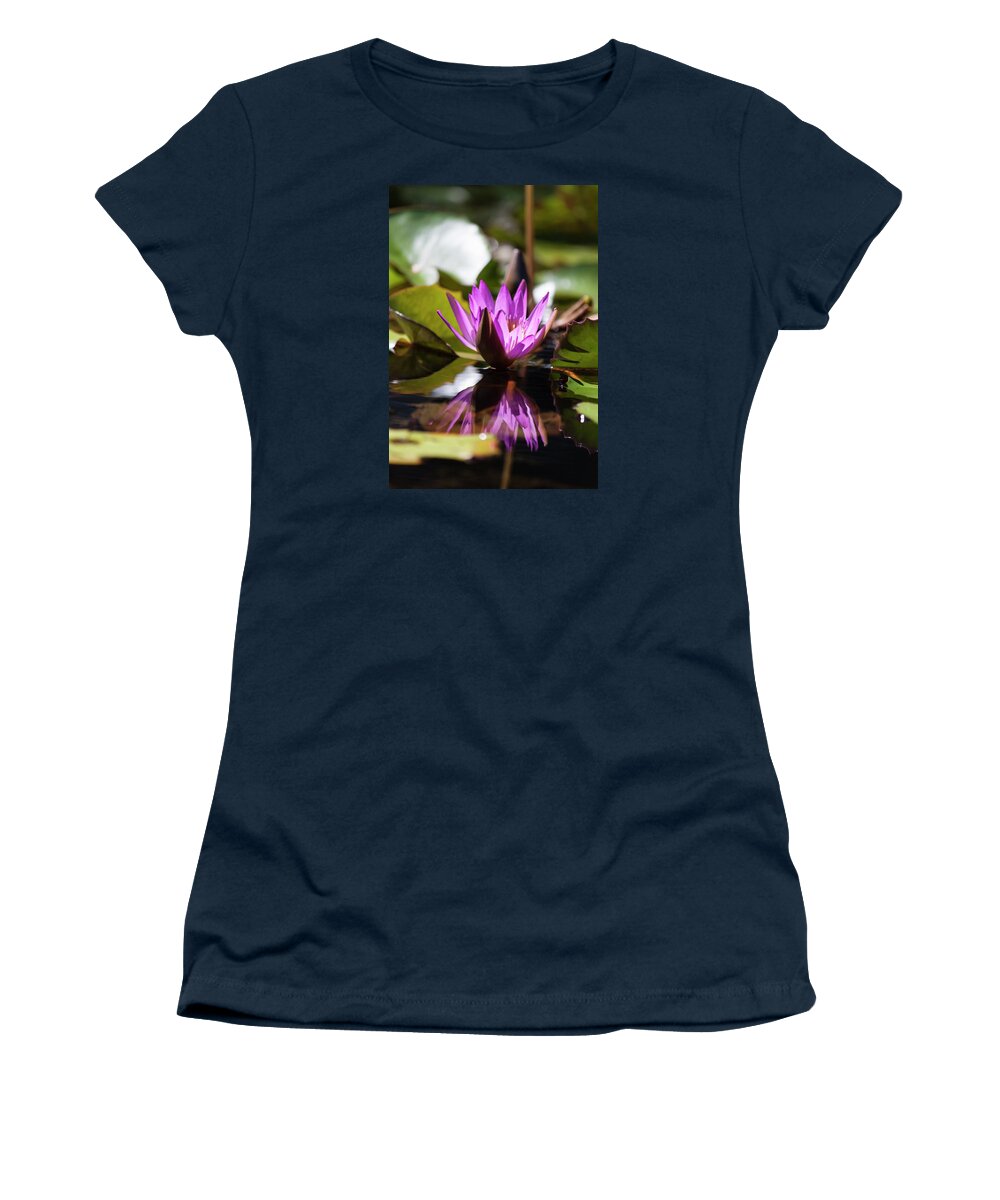 Photograph Women's T-Shirt featuring the photograph Reflection in Fuchsia by Suzanne Gaff