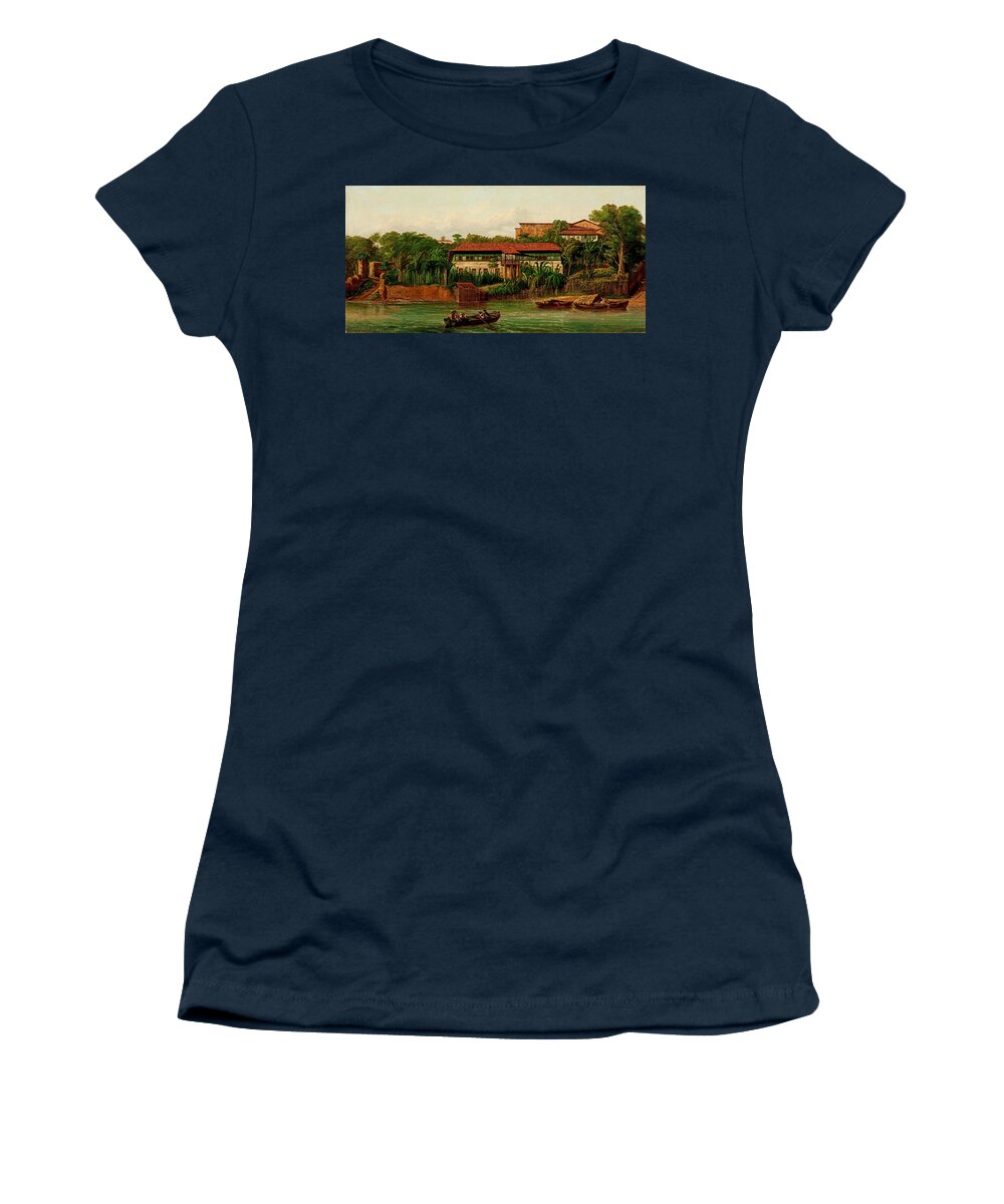 Joseph Leon Righini Women's T-Shirt featuring the painting Residence on the Banks of the Anil River by Joseph Leon Righini