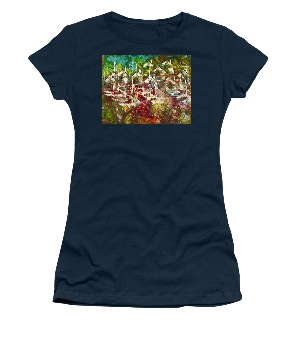Abstract Women's T-Shirt featuring the painting Resort Living by George Riney