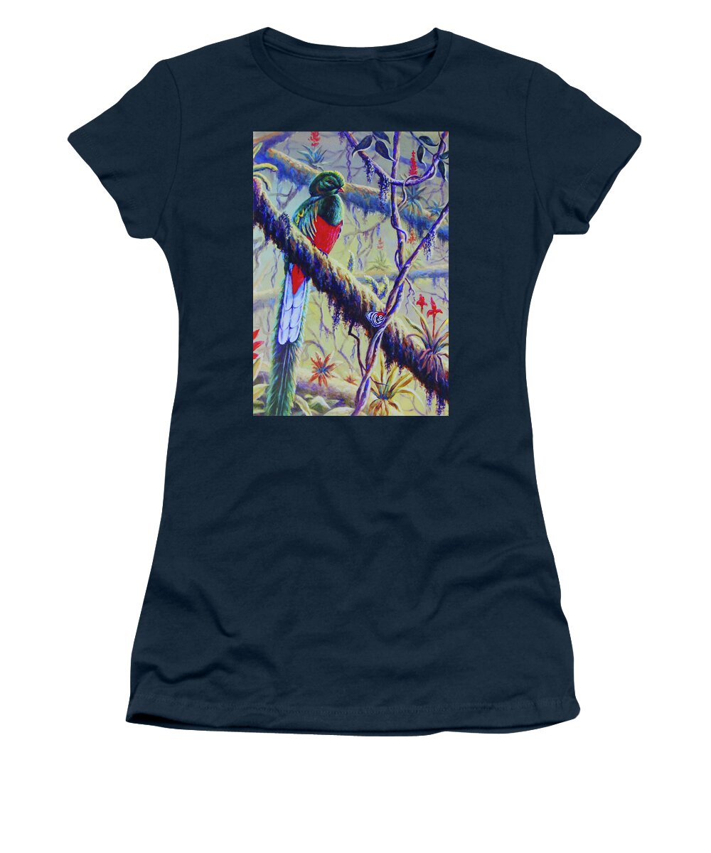 Tropics Women's T-Shirt featuring the painting Resplendent Quetzal by Ed Breeding