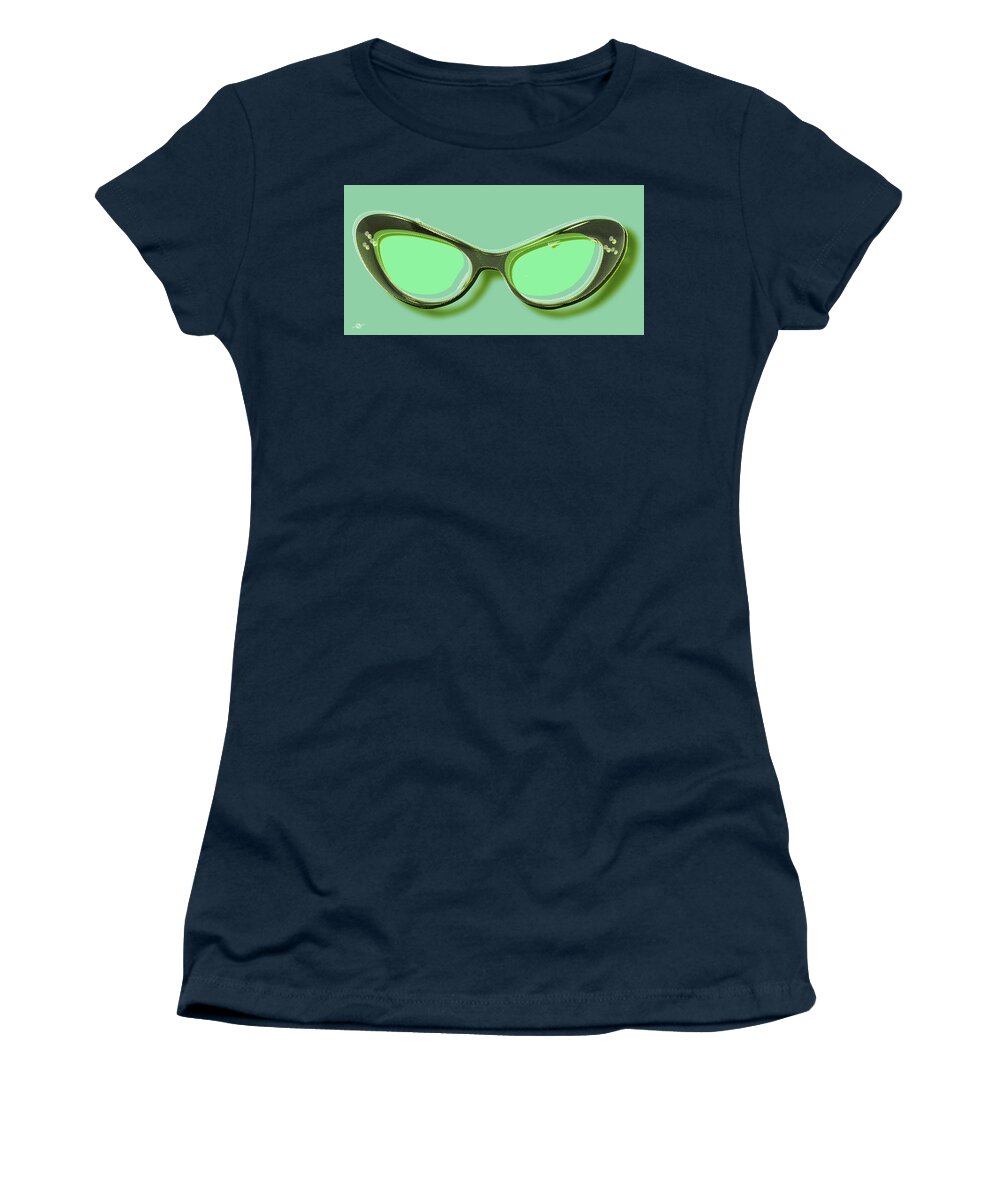 Glasses Women's T-Shirt featuring the painting Retro Glasses Funky Pop Mint Green by Tony Rubino