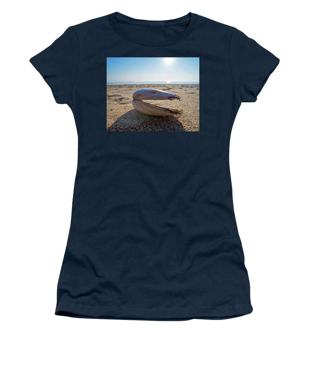 Revere Women's T-Shirt featuring the photograph Revere Beach Clam Shell Side Revere MA by Toby McGuire
