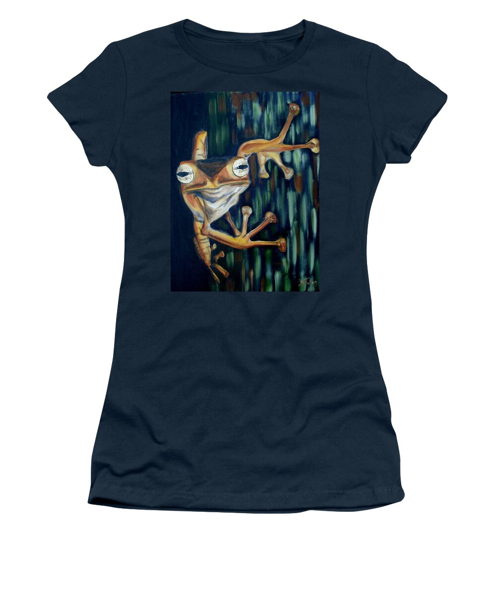 Frog Women's T-Shirt featuring the painting Ribbit by Donna Tuten