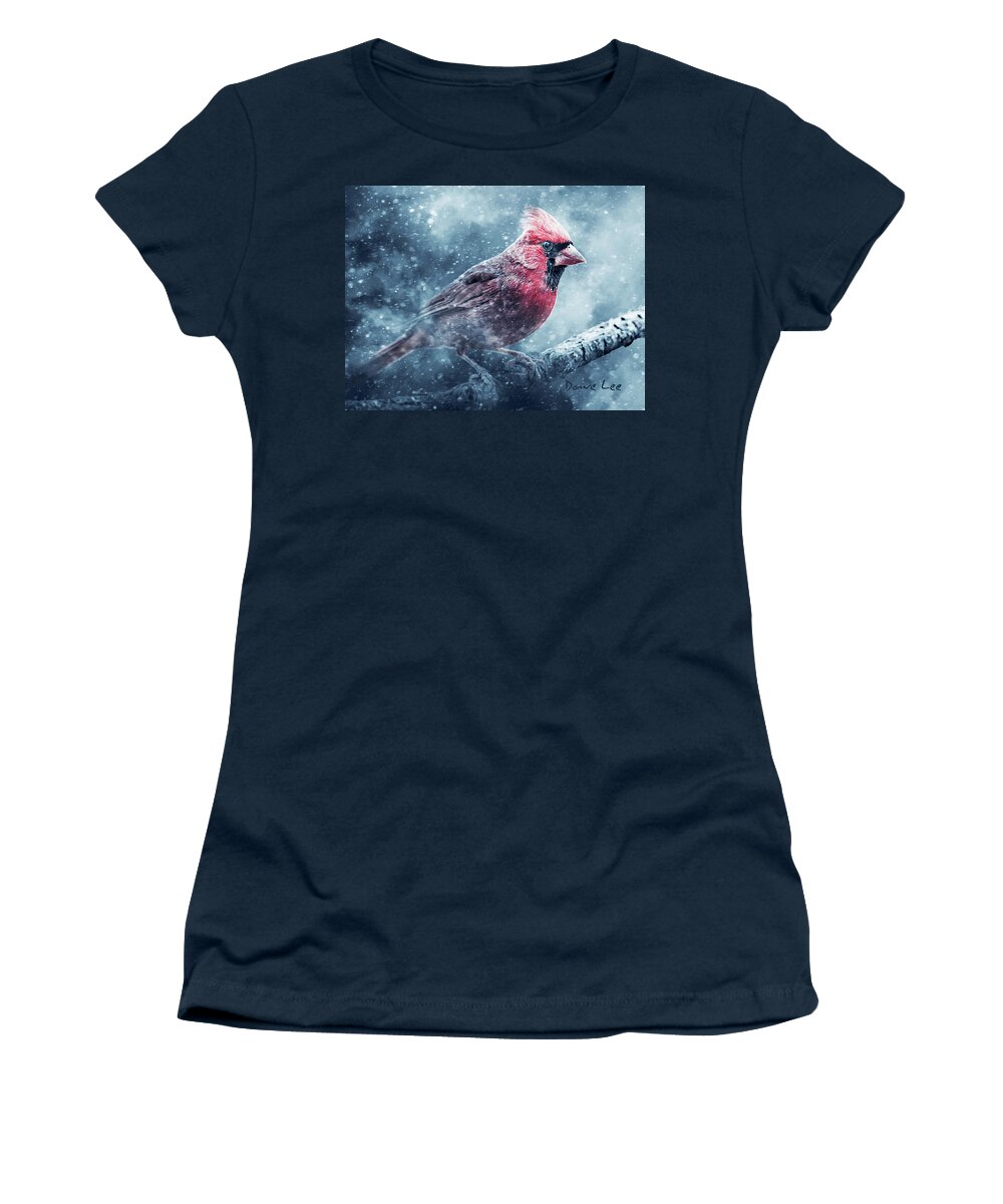 Cardinal Women's T-Shirt featuring the mixed media Riding Out The Storm by Dave Lee