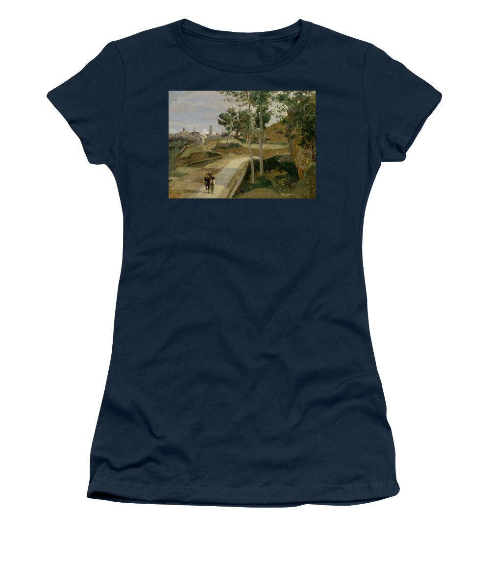 Road Women's T-Shirt featuring the painting Road from Volterra by Jean Baptiste Camille Corot