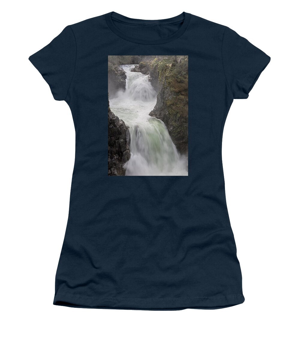 Little Qualicum Falls Women's T-Shirt featuring the photograph Roaring River by Randy Hall