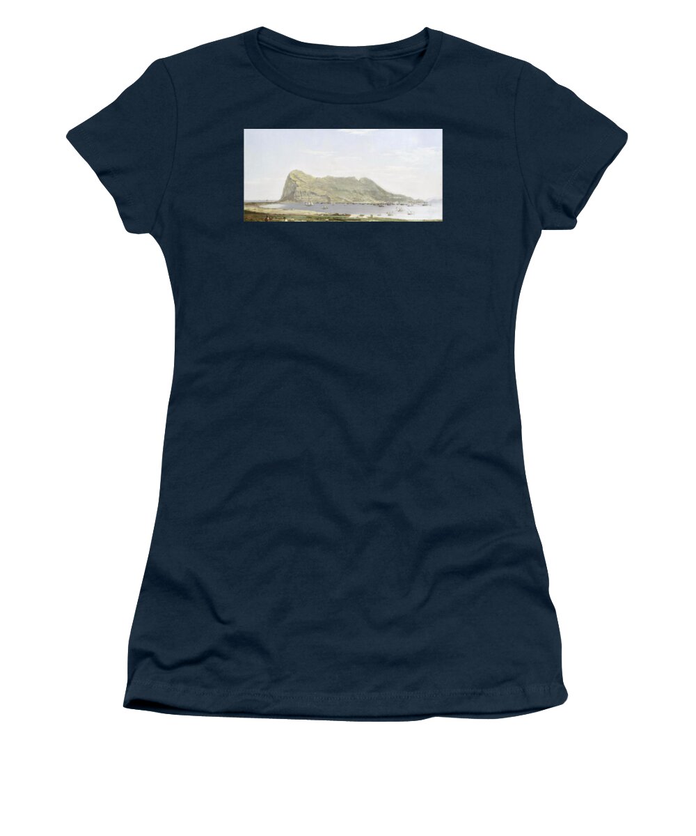 Attributed To Thomas Ender (austrian Women's T-Shirt featuring the painting Rock of Gibraltar by Thomas Ender