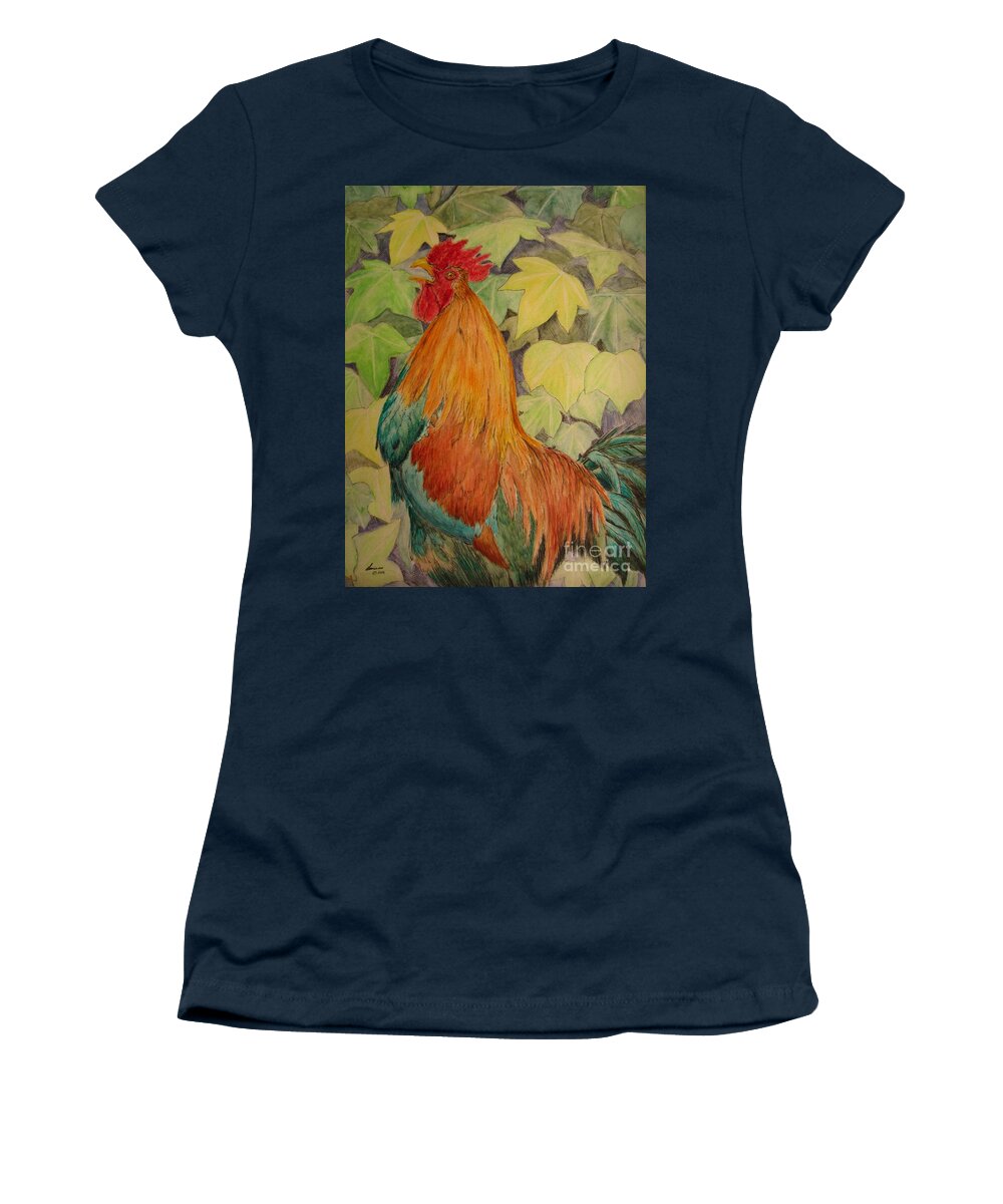 Rooster Women's T-Shirt featuring the painting Rooster by Laurianna Taylor