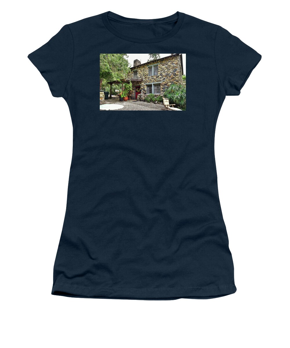Linda Brody Women's T-Shirt featuring the photograph Rose Canyon Road 1930s House I by Linda Brody