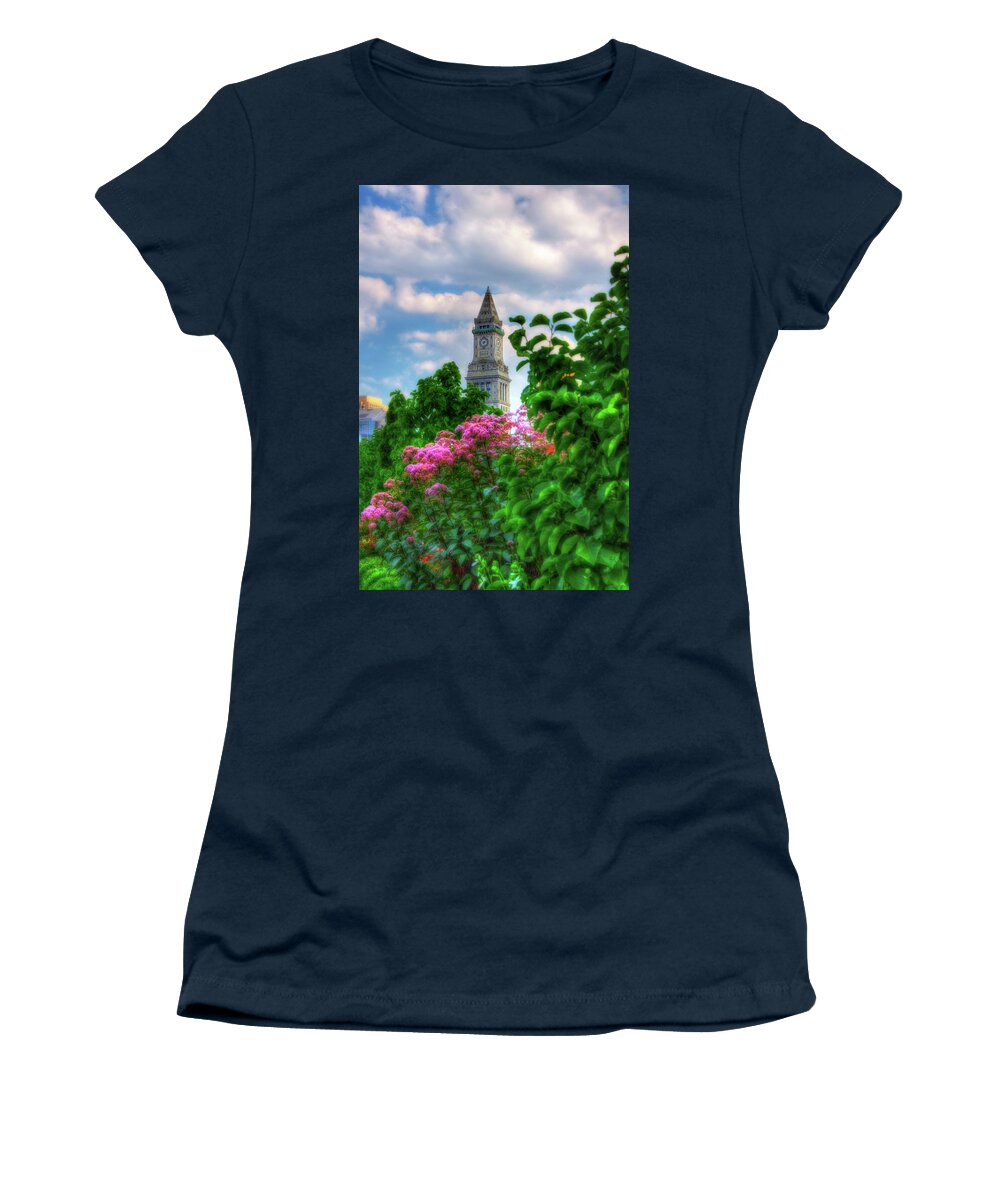 Boston Women's T-Shirt featuring the photograph Rose Kennedy Greenway and Marriott Custom House - Boston by Joann Vitali
