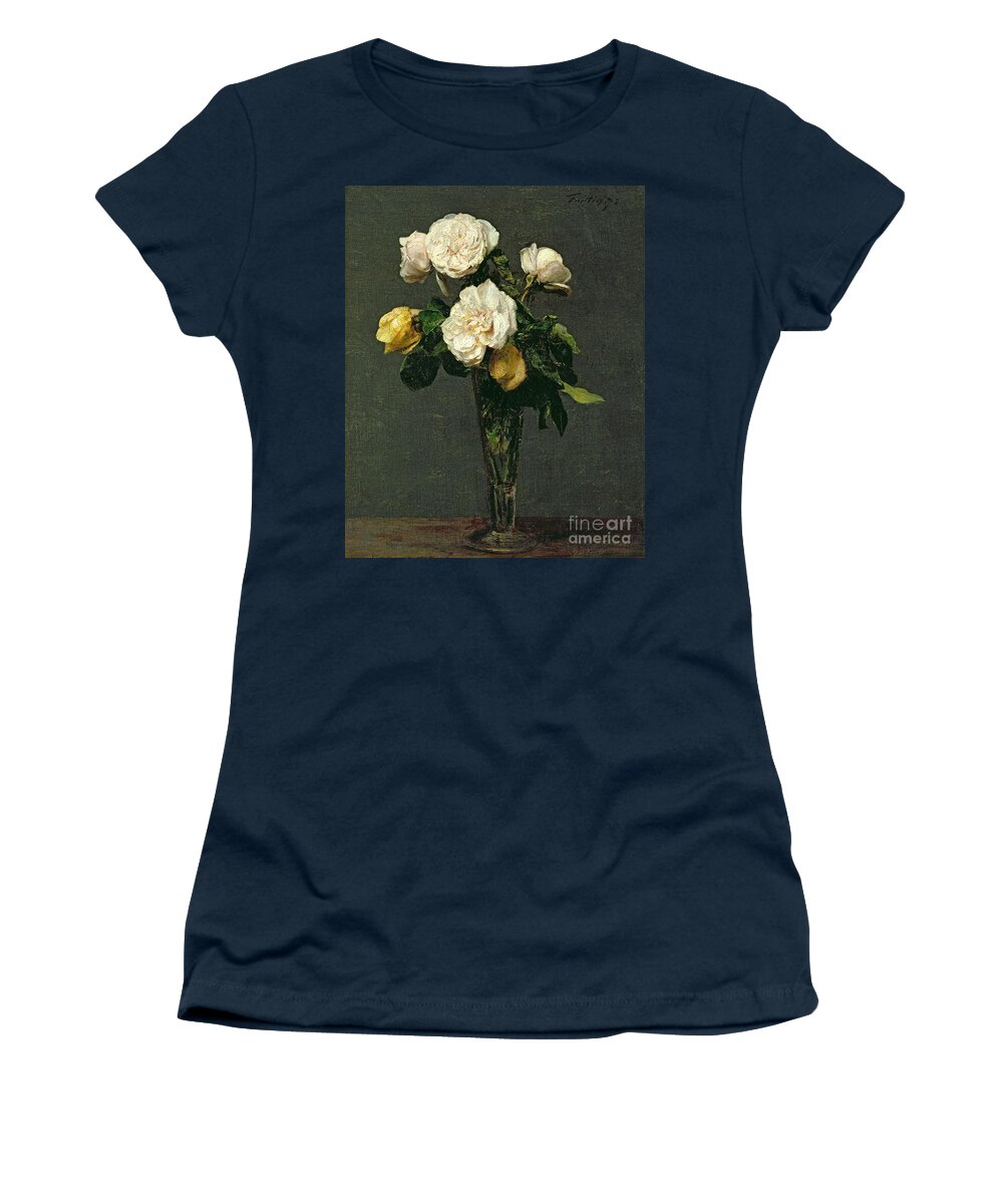 Roses Women's T-Shirt featuring the painting Roses in a Champagne Flute by Henri Fantin-Latour