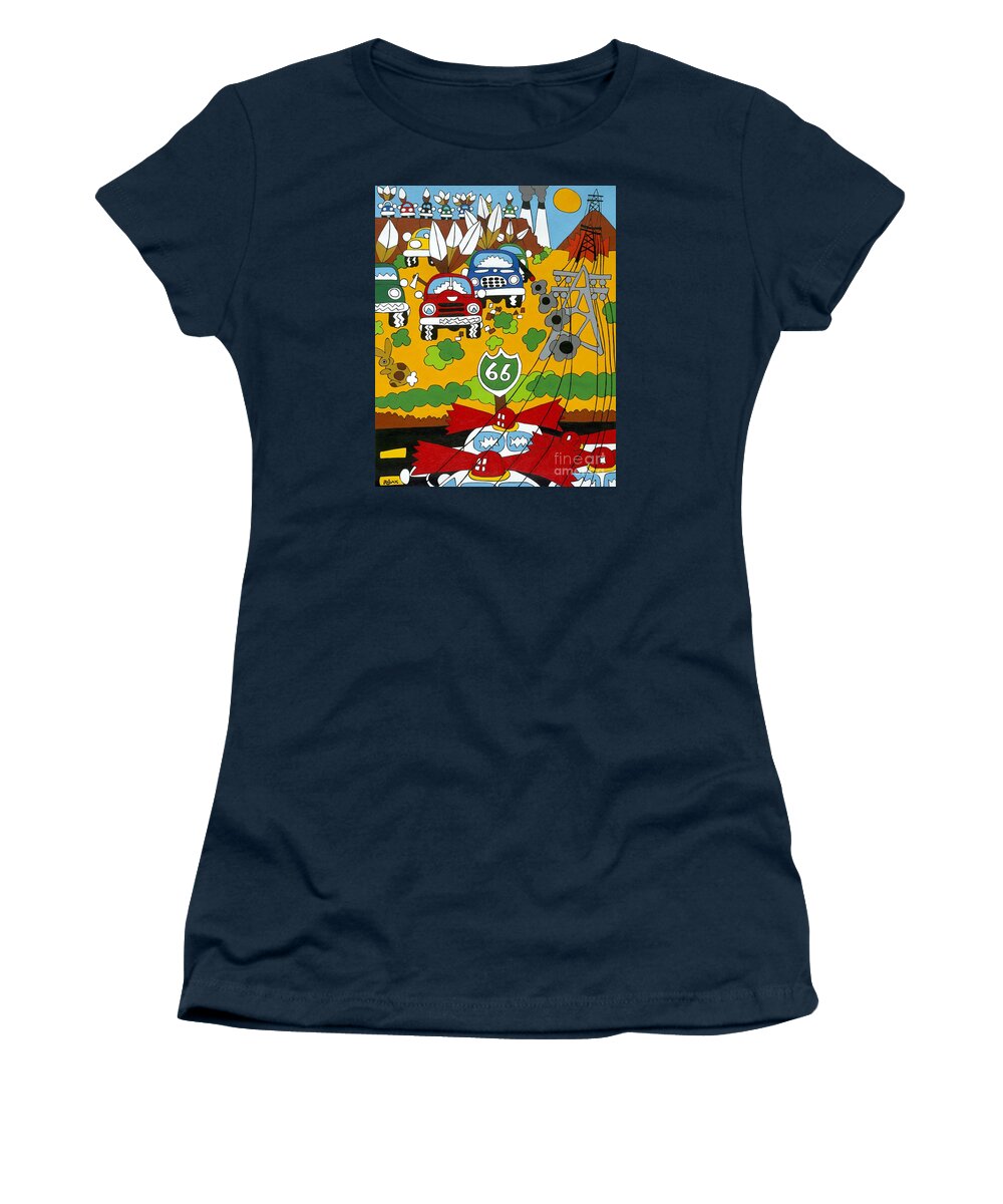 Desert Women's T-Shirt featuring the painting Route 66 by Rojax Art