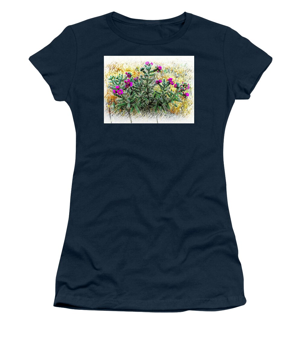 United States Women's T-Shirt featuring the photograph Royal Gorge Cactus with flowers by Joseph Hendrix