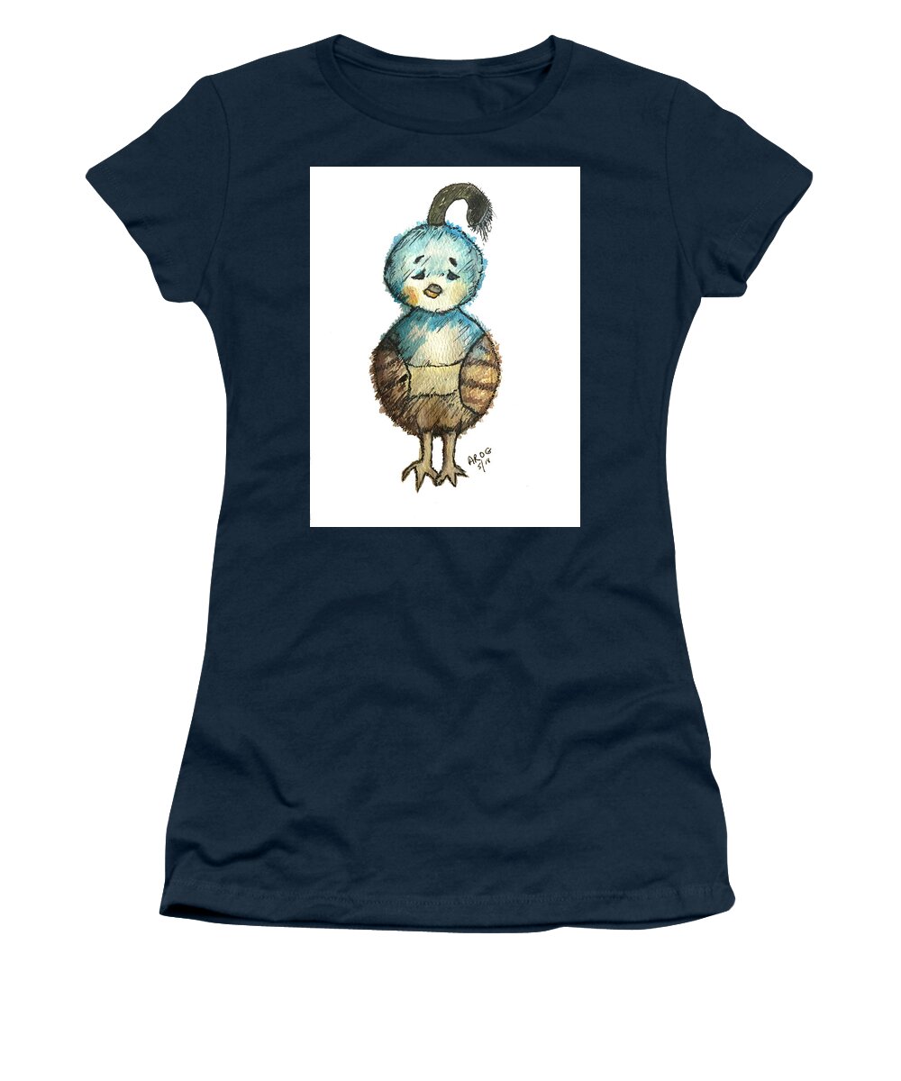 Quail Women's T-Shirt featuring the painting Baby Quail by AHONU Aingeal Rose